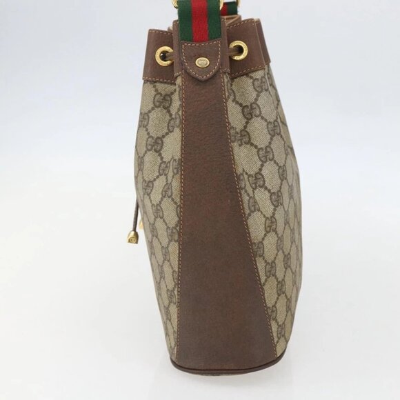 GUCCI GG Supreme Web Sherry Line Bag PVC Beige Gold 41 02 034 Auth BA8181 - Picture 6 of 15